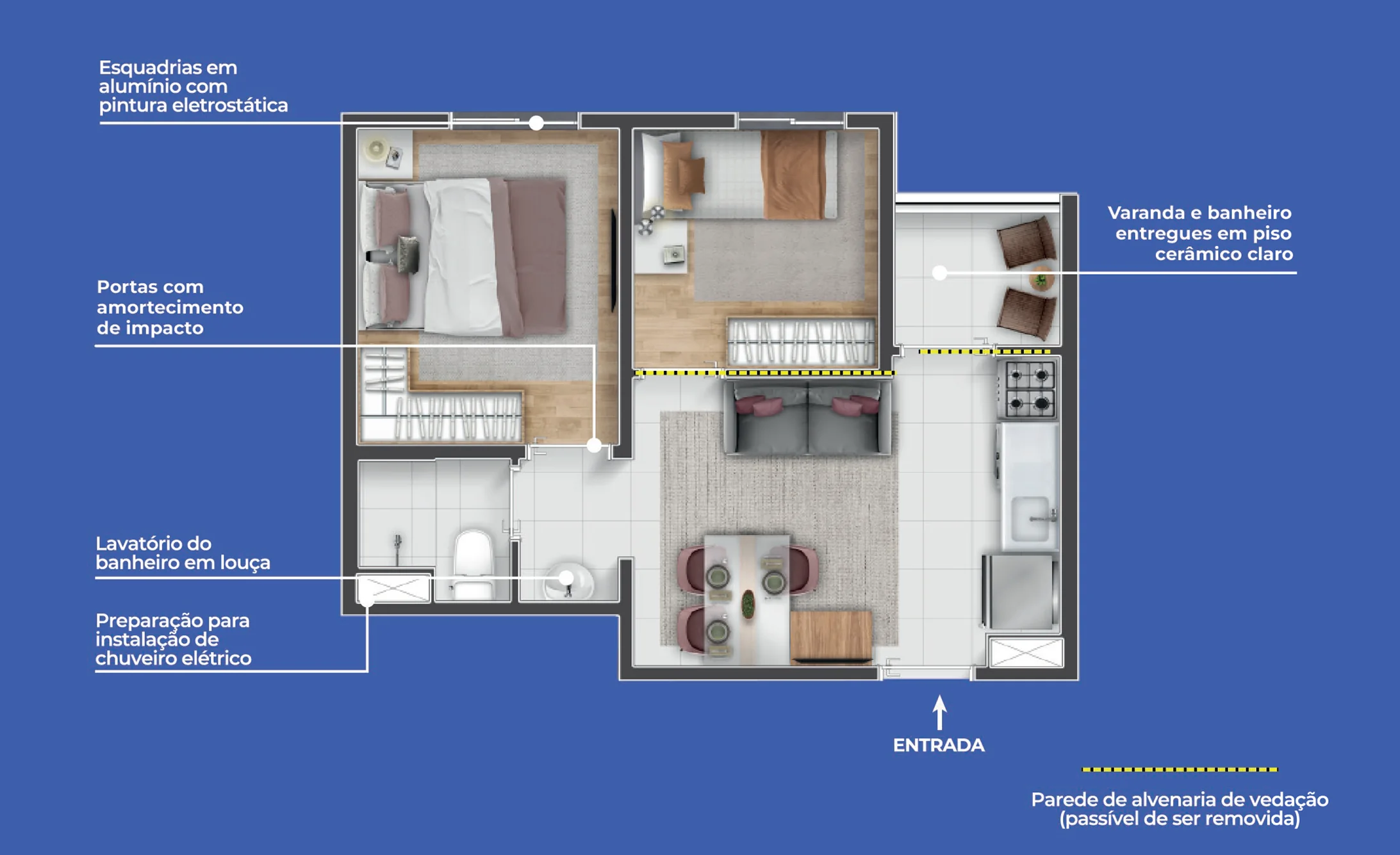 Planta Tipo E — 2 Dorms